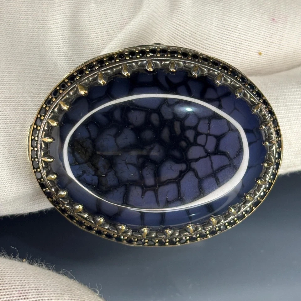 Agate Sterling Silver Men’s Ring, Ottoman Style, Bronze Accent - Image 3 of 4