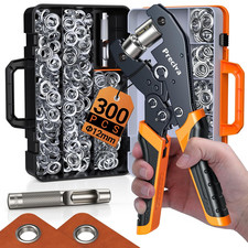 Grommets Tool Kit with 300 PCS 1/2 Inch Grommets and Carrying Case,Heavy Duty Ey