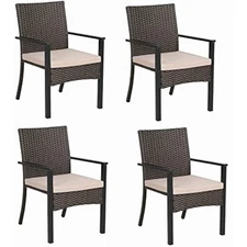 Wicker patio dining chairs set of 4, rattan outdoor furniture chairs w