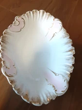 ANTIQUE KPM GERMANY BOWL LARGE SERVING DISH PINK GOLD GILT VINTAGE