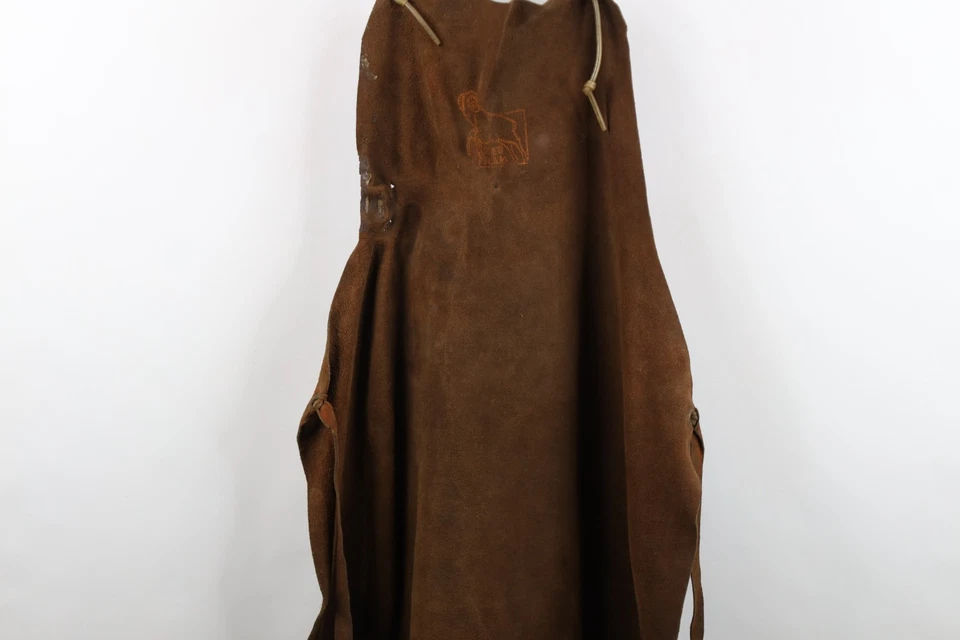 Delantal de trabajo vintage años 70 Streetwear grande gamuza envejecida cuero soldadores Foto 3 de 4