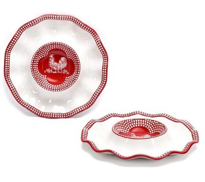 Temp-tations Doodle RED Set of (2) 12-Count Egg Trays / Appetizer Plate K407518