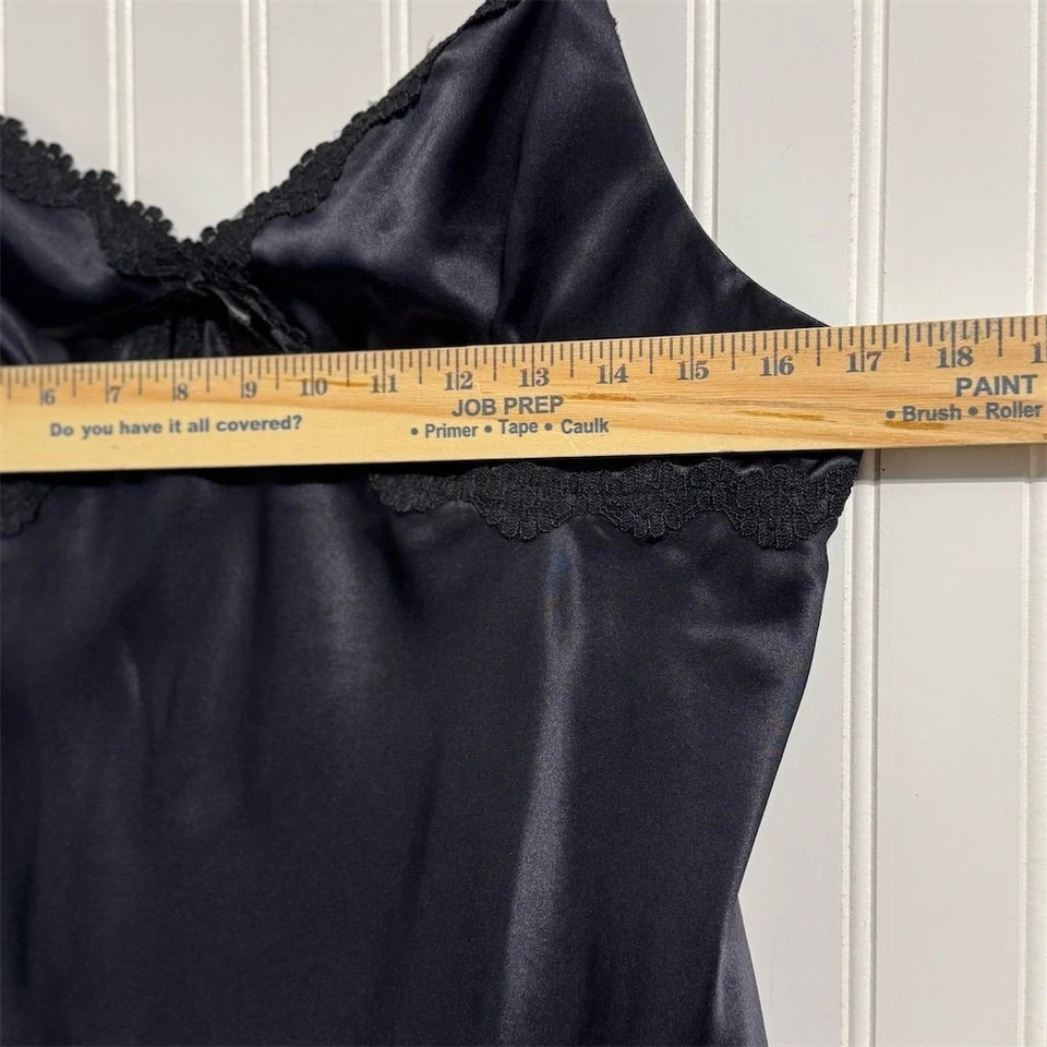 Винтажный Spenser Jeremy 100% шелк Cami L черный кружевной отделки 90-х Y2K минималистский топ - Изображение 4 из 4