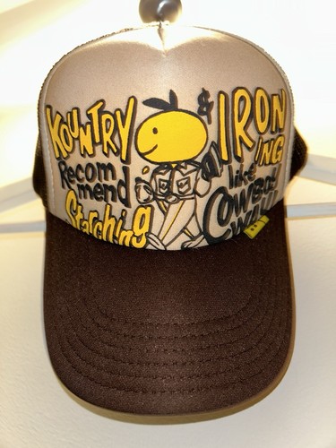 Kapital Kountry Trucker Hat Mesh Back Adjustable Brown/White Iron Man Graphic OS