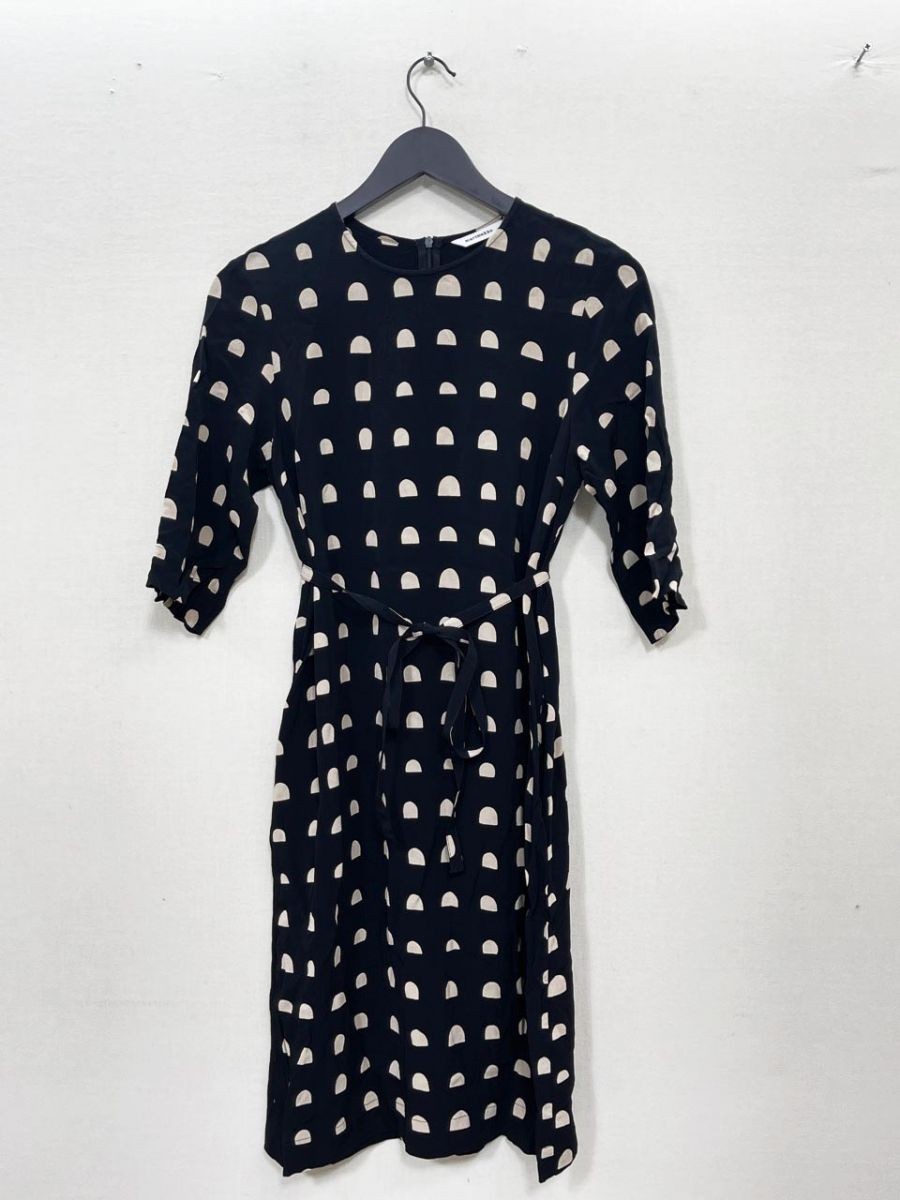 Marimekko Black I Line One Piece Dress Size 38 M-L Rayon Used