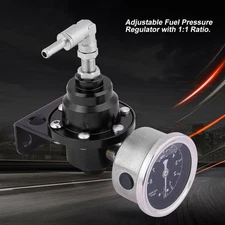 Adjustable Fuel Pressure Regulator Kit 160psi Oil Gauge Black