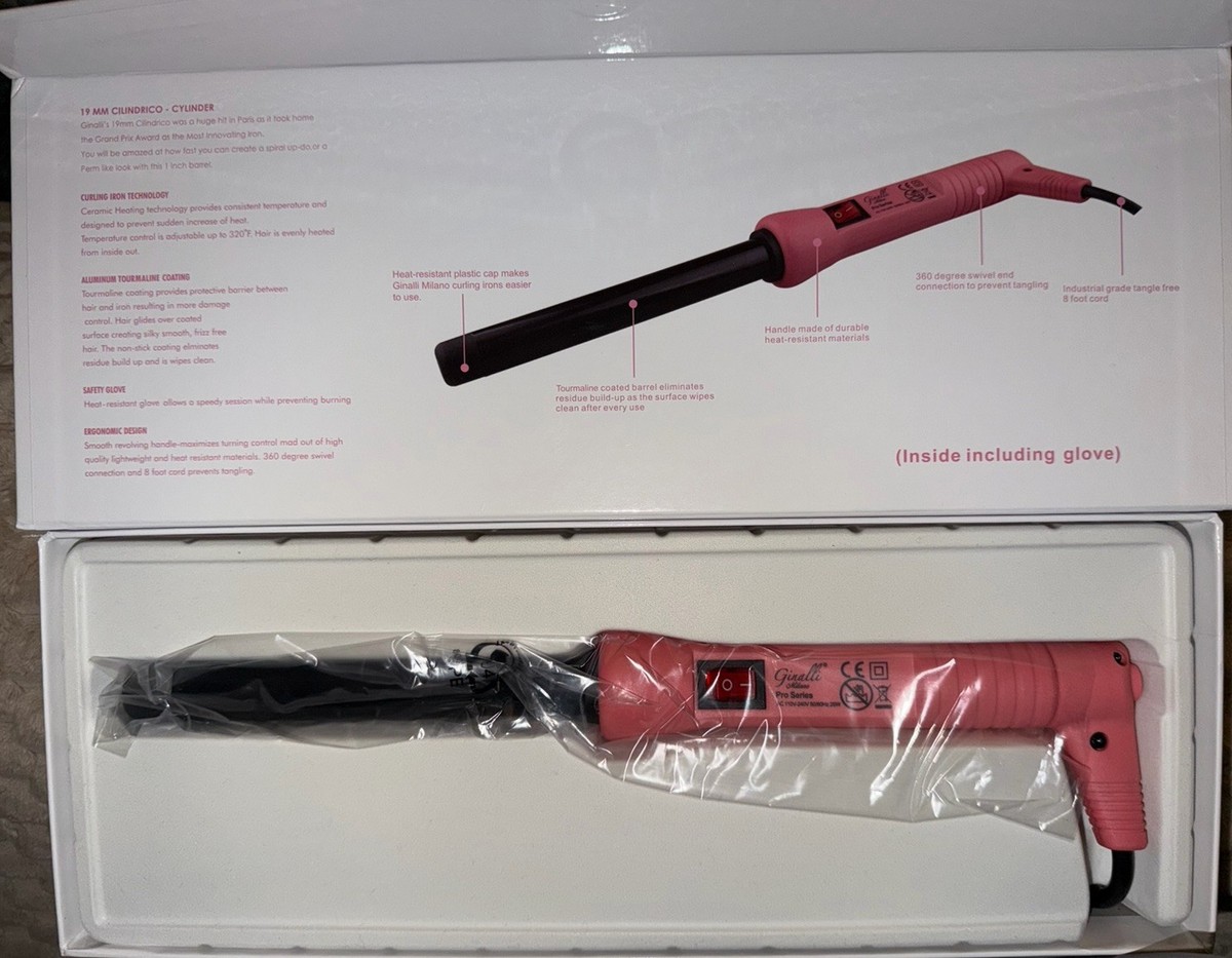Ginalli Milano Proffessional Curling Iron In Pink 19MM Cylinder Ginalli Milano Pro Series Small Conico Curling Iron 1  main image 4