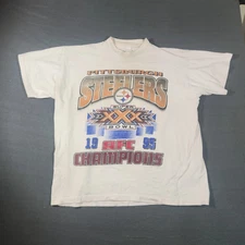 Vintage Pittsburgh Steelers Shirt Mens White 1995 AFC Champs AN57628