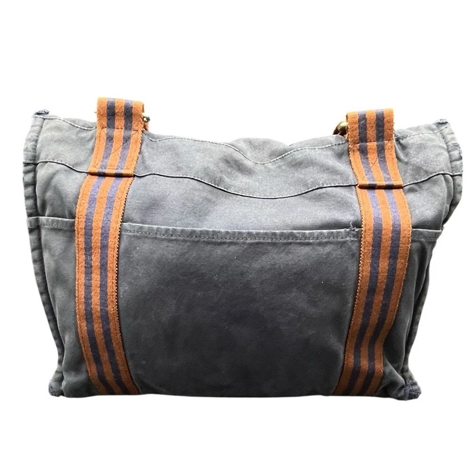 Hermès Navy Blue Fourre-Tout Messenger Bag with Orange Striped Handles - Image 3 of 4