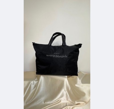 Maison Margiela Large Nylon Leather Tote Bag Black Made in Italy