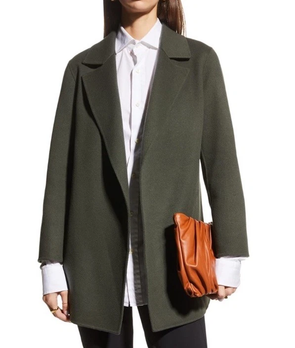 Theory Clairene Jacket Olive Green Double Face Wool-Cashmere Size Small - Image 2 of 4