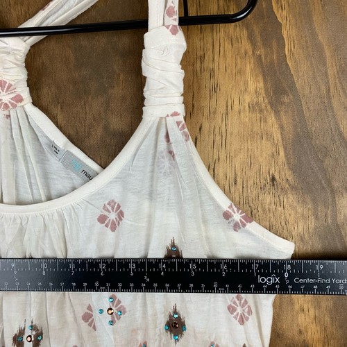 Maurices Womens Shirt White Multicolor Blue Boho Bohemian Geometric Tank Top 0 - Picture 6 of 10
