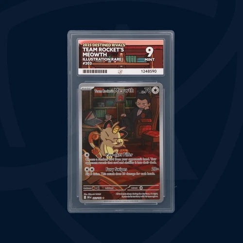 ACE Grading Team Rocket's Meowth 203 Destined Rivals Illustration Rare (English)