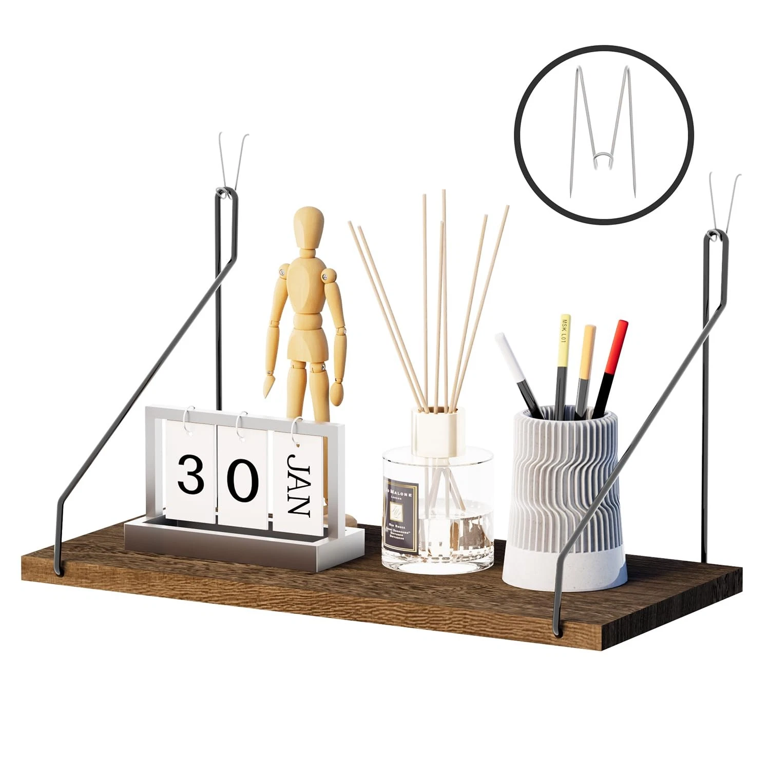 Cubicle Shelf Hooks 11.8 Inch Office Accessories Floating Wall Hanging Organizer