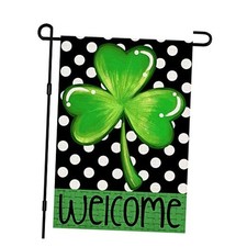 Lucky Shamrock St Patricks Day Garden Flag 12x18 Inch Double Sided 12" X 18"