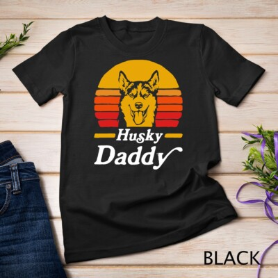 #ad Retro Husky Dad Gift Dog Owner Pet Siberian Huskies Father Unisex T shirt $17.99