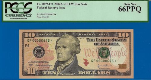 Fr 2039-F* 2004A $10 FRN Atlanta star PCGS 66PPQ low serial number star 00000676 - Picture 3 of 4