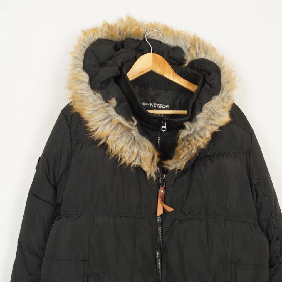 Chaqueta parka para mujer GEOGRAPHICAL NORWAY talla XXL aislada negra con capucha acolchada Foto 4 de 4