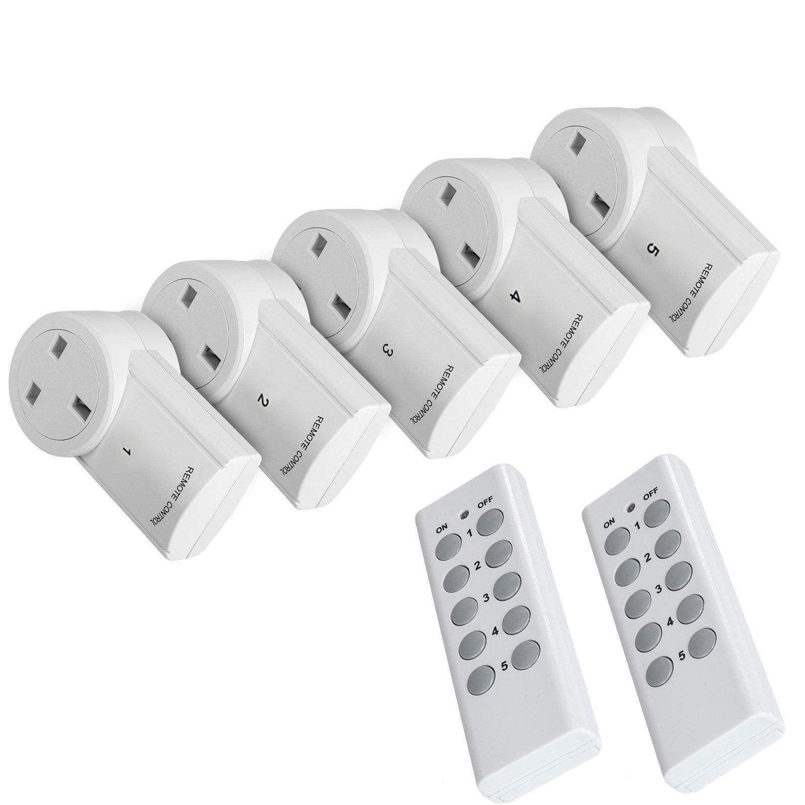 1-5 Remote Control Sockets Wireless Switch Home Mains Power Outlet Pack ...