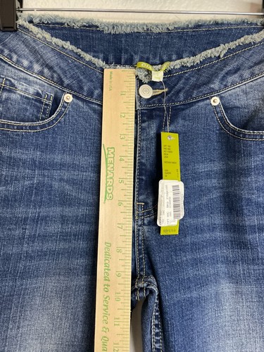 NWT Gianni Bini Blue Denim Bell Fringe Flare Statement Jeans Bottom Size S Crop - Picture 11 of 15