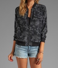 Equipment Women's Underground Camo Printed Abbot Silk Bomber Size S Nwt