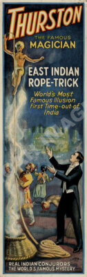 Vintage Magic Poster - 1927 Thurston East Indian Rope Trick Reproduction, 12x36"