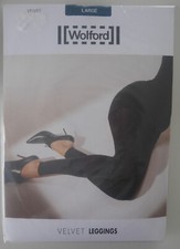 New  OVP: Wolford Velvet 66 Den Leggings Size: L Color: Teal Green - Blue 