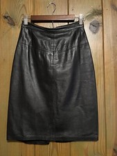 Vintage Women  s Forenza Italian Black Leather Pencil Skirt Size 8 80  s 90  s