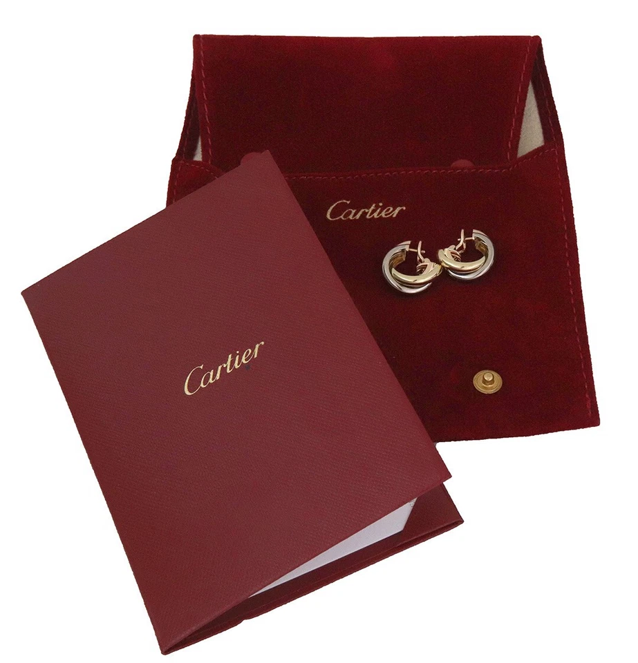 Pendientes Cartier Trinidad Oro Huggie 18k Tricolor Post Clip Cruzado Certificado Foto 3 de 4