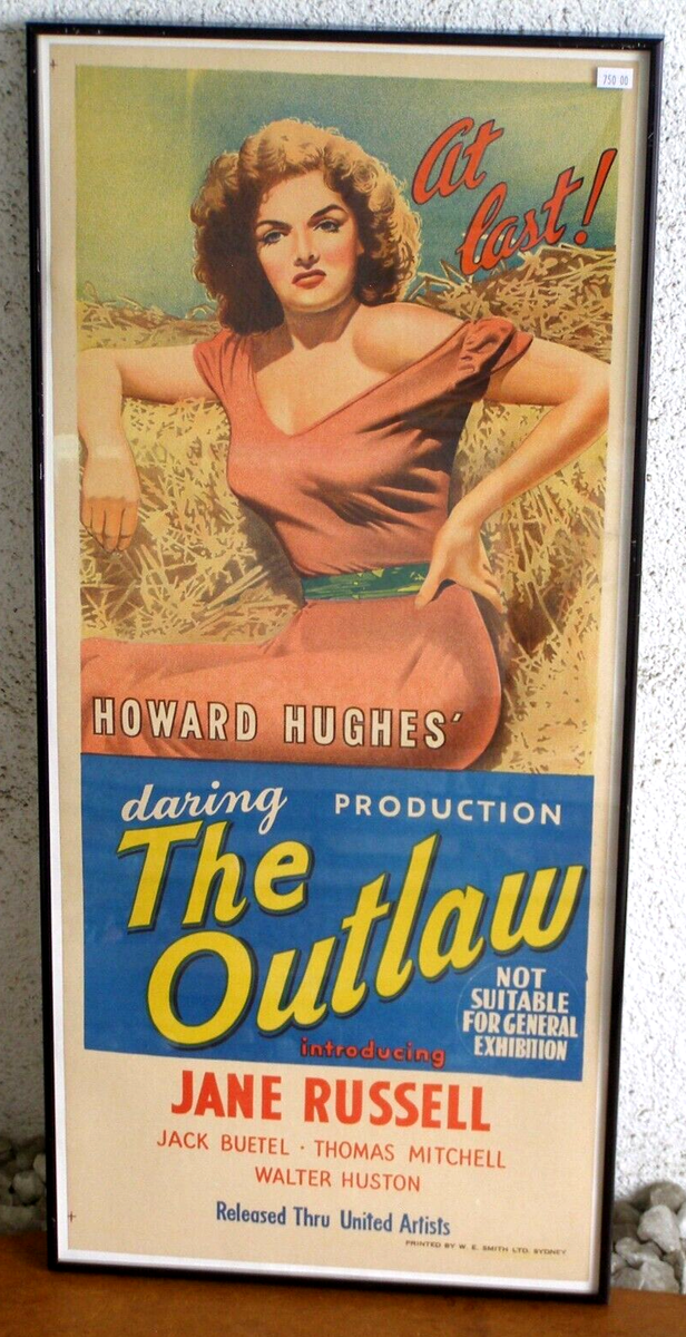 映画パンフレット　ならず者　THE OUTLAW 1943年 The Outlaw (1943) Jane Russell - Framed Australian Day Bill Movie