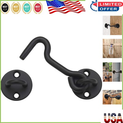 Sturdy 4  Black Gate Latch for Multiple Door Types - Lifetime Replacement
