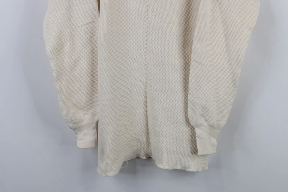 Vtg 70s Jockey Mens Large Tall Blank Heavy Thermal Waffle Knit T-Shirt Cream USA - Image 3 of 4