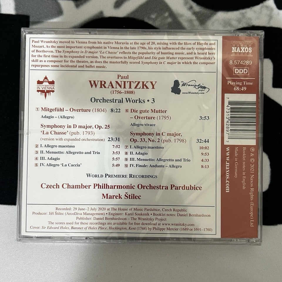 Paul wranitzky paul wranitzky orchestral works volume 3 cd album