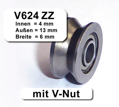 2 Stk. Linearlager Verfahreinrichtung per V-Lager, Kugellager V624 ZZ