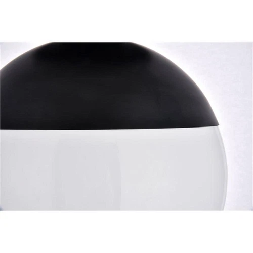 Living District Eclipse 1-Light Metal & Glass Flush Mount in Frosted White/Black - Picture 5 of 5