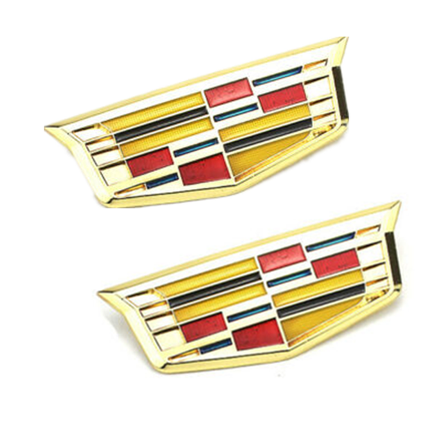 2x Gold Color Car Cadillac Logo Fender Emblems for CTS STS ATS XLR CT6