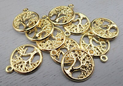 19x16mm Charm Anhänger Baum des Lebens vergoldet 1-20 Stück SB 1017