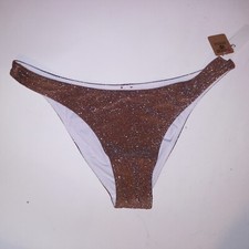 Victoria Secret PINK Swim Bikini Bottom Small Brown Glitter Shimmer Brazilian