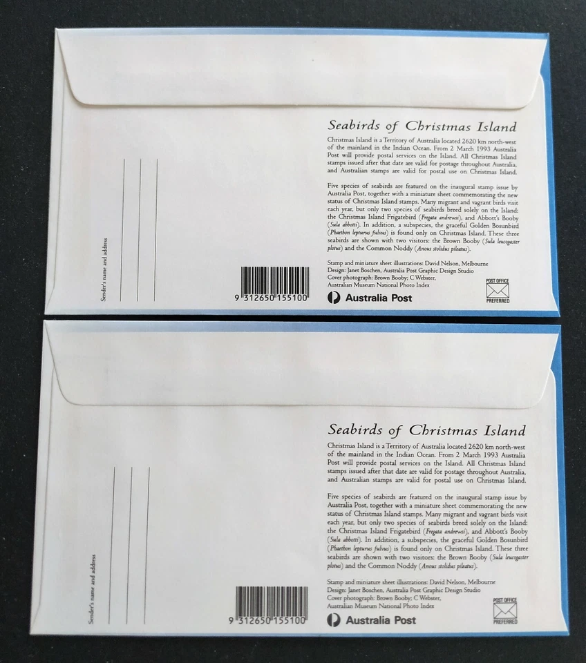 1993 Christmas Island Seabirds Stamps FDC & Mini-Sheet FDC (paired) - Image 4 of 4