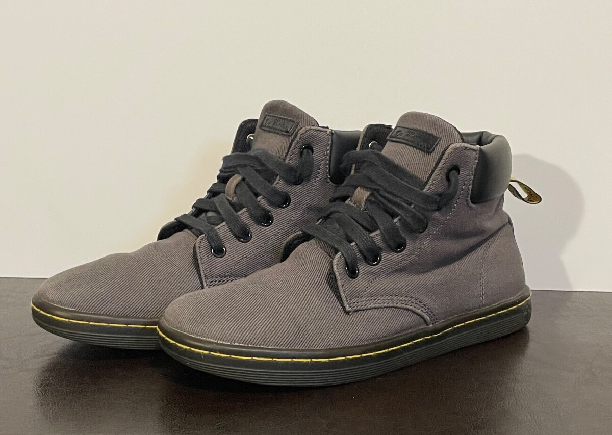 DOC MARTENS WOMENS 7 MAELLY AIR WAIR SHOES CHUKKA BOOTIE BOOTS GRAY CANVAS thumbnail 2