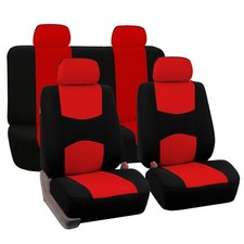 Red And Black Auto Car Seat Covers Full Set For Solid Benches