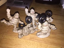 Michelin Tires Men 5 Piece SET Cast Iron Goodyear Collector Paperweight Patina