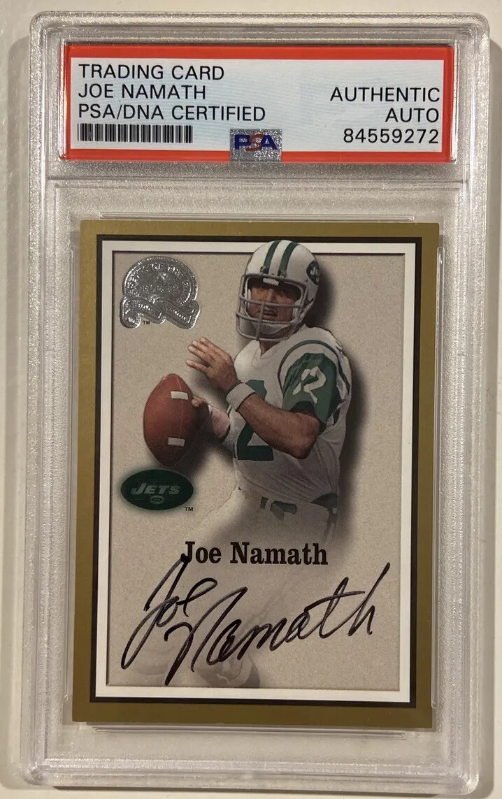 2000 Fleer GOTG Joe Namath Signed Football Card Certified PSA/DNA Auto HOF