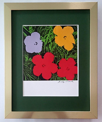  ANDY WARHOL + GORGEOUS 1980's SIGNED FLOWERS  PRINT MATTED & FRAMED