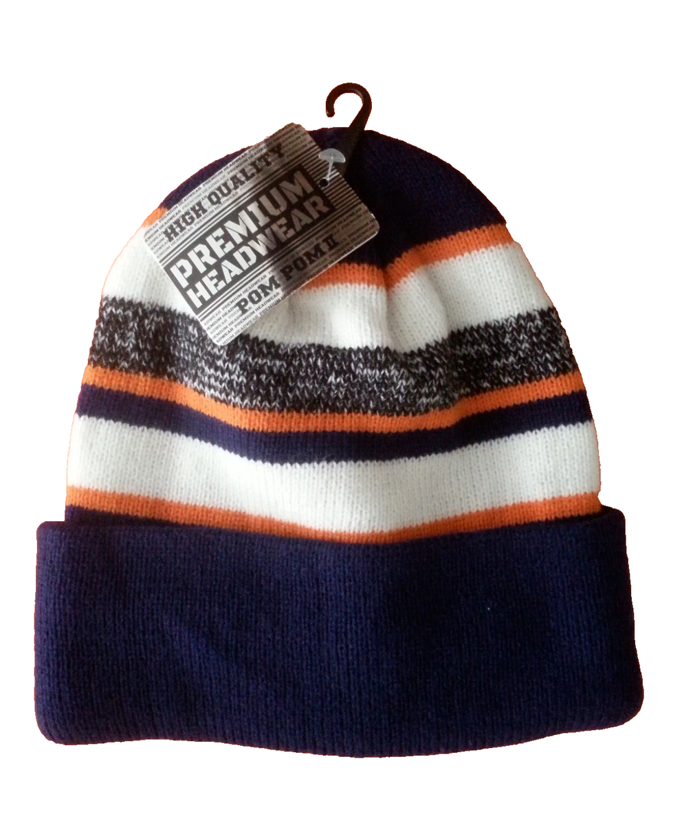 POM POM II Premium Headwear, Stocking Cap, Beanie, Navy Blue