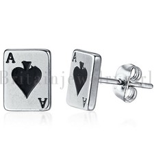 2 PIEZAS Pendientes de Acero Inoxidable de Picas de Poker A Pendientes para Hombres Mujeres Gótico