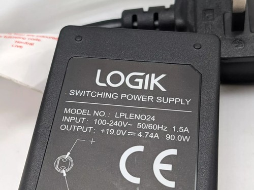 Logik power supply adapter cable for Lenovo laptop 3m 90W 19V LPLENO24 LPLENO17 - Picture 4 of 5
