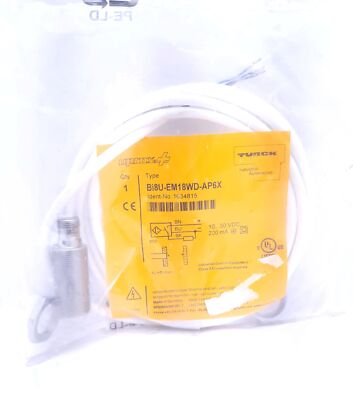 Turck Bi8U-EM18WD-AP6X Proximity Sensor 10-30VDC 200mA N.O PNP, 8mm, M18