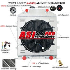 4-Row Radiator Shroud Fan Fit 1942-1948 Ford Super Deluxe/Deluxe Flathead Engine