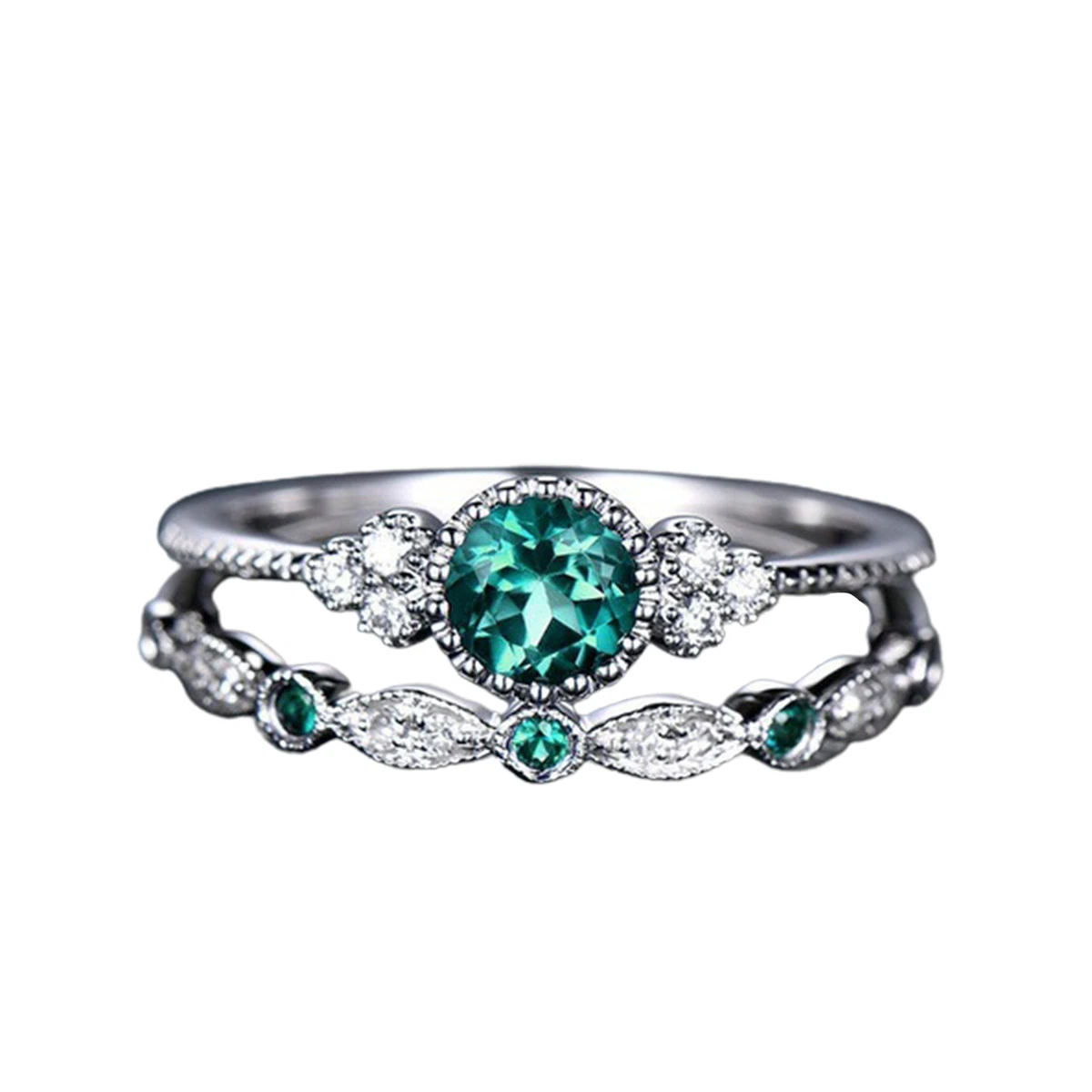 2Pcs Chic Rings Bright Luster Dress Up Sparkling Exquisite Finger